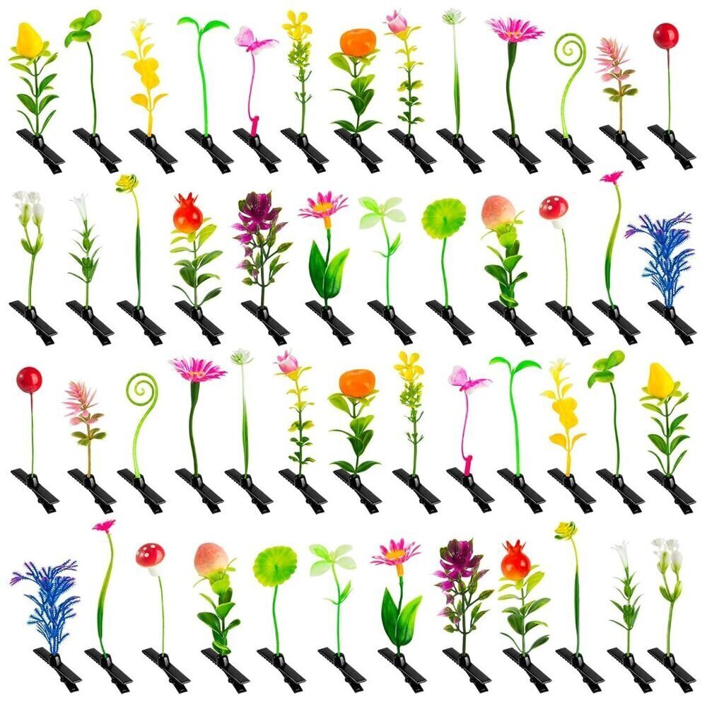 Hair Clips Mixed Style Plant Flower Mushroom Kids Women Girls Gift 50 Pcs